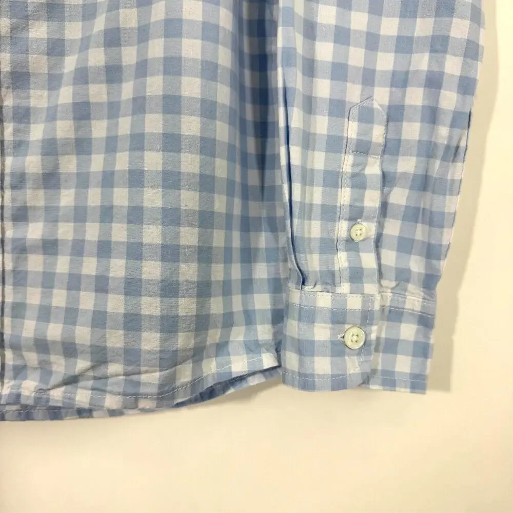 The Children’s Place Boy’s Size Medium 7/8 Blue Gingham Cotton Poplin Shirt